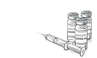 2019-ncov Covid-19 Coronavirus aşısı ilaç şişeleri şırınga vektör çizimi yapıyor. Enjeksiyon için el yapımı ilaç ampulleri izole edildi. Koronavirüse karşı savaş. Aşılama, aşılama, tedavi