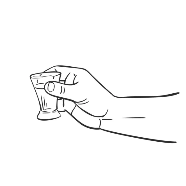 Hand Schieten Glas Met Alcohol Drinken Vector Schets Hand Getekend — Stockvector