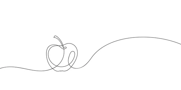 Apple Disegno Una Linea Continuo Bianco Nero Disegnato Mano Vettore — Vettoriale Stock