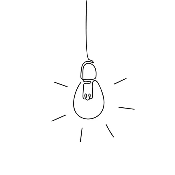 Lâmpada Elétrica Contínua Uma Linha Desenho Vector Minimalista Ilustração Lâmpada — Vetor de Stock