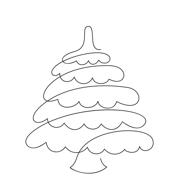 Dibujo Continuo Una Línea Del Árbol Navidad Ilustración Lineal Minimalista — Archivo Imágenes Vectoriales