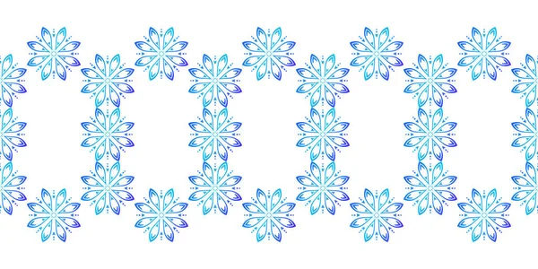 Bordure Florale Textile Sans Couture Répétition Géométrique Couleur Dégradé Bleu — Image vectorielle