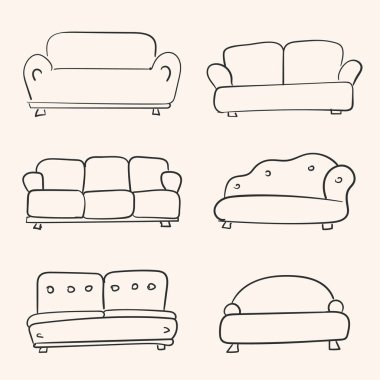 Kanepe karalama vektörü basit bir çizim ayarla