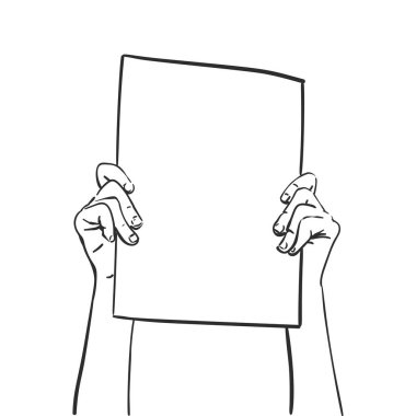 Protesto ediyorum, Eller boş pankart tutuyor. Vektör çizimi, El çizimi illüstrasyon