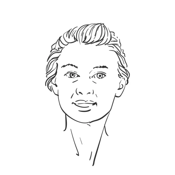 Retrato Uma Mulher Sorridente Feliz Desenho Vetorial Ilustração Desenhada Mão —  Vetores de Stock