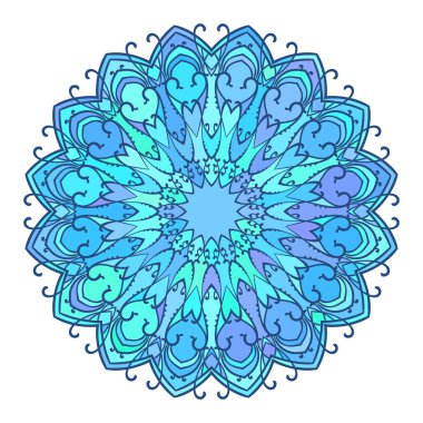 Rastgele çok renkli mavi mandala, izole tasarım ögesi, Vektör illüstrasyonu