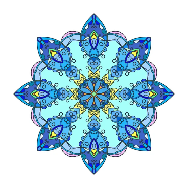 Mandala Rond Multicolore Bleu Elément Design Isolé Illustration Vectorielle — Image vectorielle