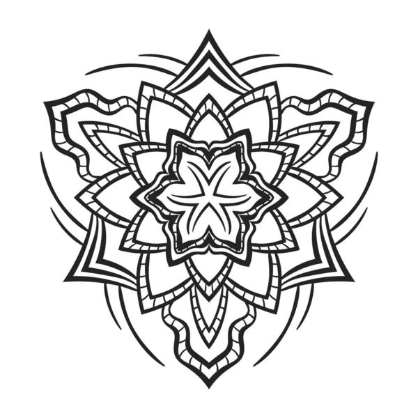 Mandala Décoratif Triangulaire Elément Design Isolé Pour Tatouage Livre Colorier — Image vectorielle