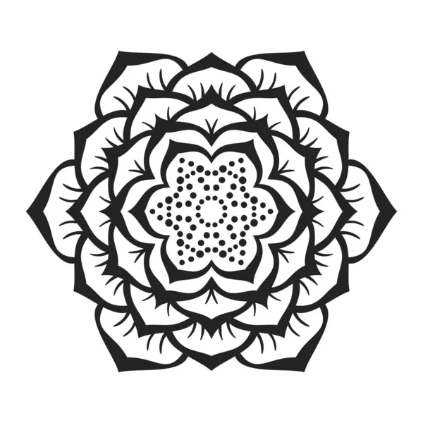 Flor Loto Mandala Ornamental Redonda Elemento Diseño Aislado Para Colorear — Vector de stock