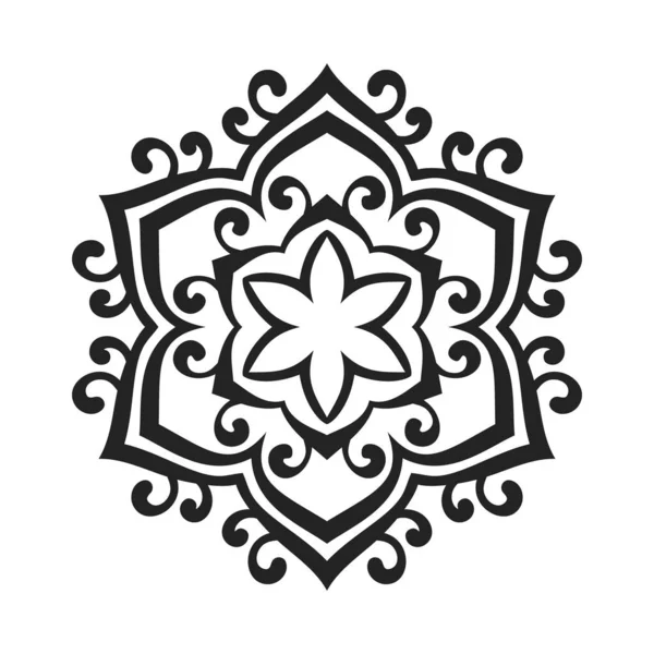 Ornement Rond Mandala Fleur Lotus Avec Boucles Décoratives Élément Conception — Image vectorielle