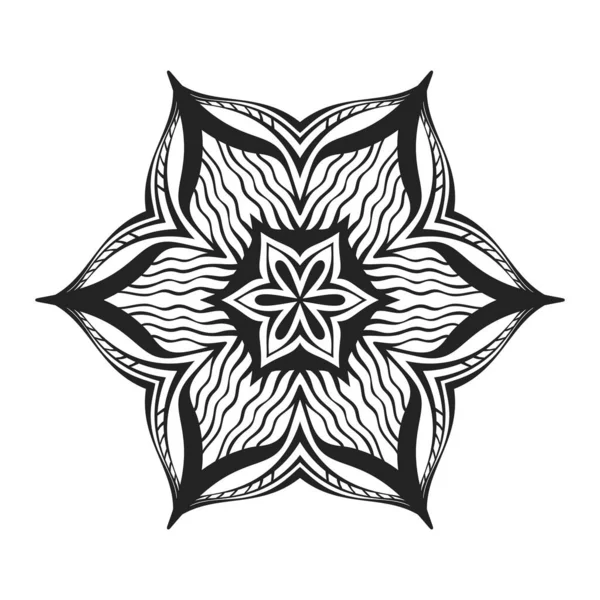 Fiore Mandala Ornamentale Rotondo Elemento Design Isolato Libro Colorare Stampa — Vettoriale Stock