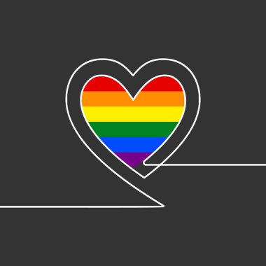 LGBT gay gurur bayrağı renginde aralıksız kalp çizimi, Vektör illüstrasyonu