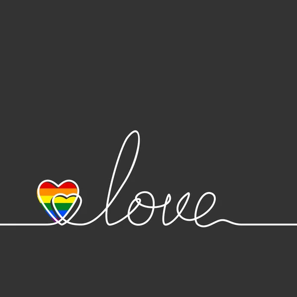 Lgbt Homosexuell Stolz Flagge Farbe Herz Durchgehender Linie Zeichnung Liebe — Stockvektor