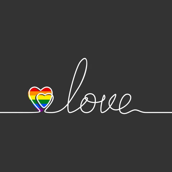 Lgbt Gay Orgulho Bandeira Cor Coração Linha Contínua Desenho Amor — Vetor de Stock