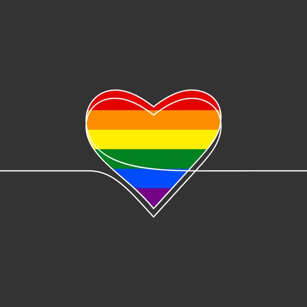 Gay Gay Orgullo Bandera Color Corazón Continuo Línea Dibujo Corazón — Archivo Imágenes Vectoriales