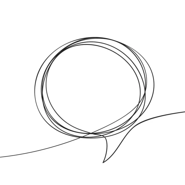 Continuous Line Drawing Speech Bubble Black White Vector Minimalistic Linear — Stock Vector