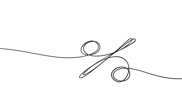 Kontinuierliche Linienzeichnung Des Prozentzeichens Schwarz Weiß Vektor Minimalistische Handgezeichnete Illustration — Stockvektor