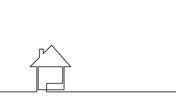 Contínua Uma Linha Desenho Casa Isolada País Edifício Residencial Minimalista —  Vetores de Stock