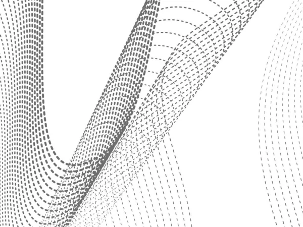 Dynamické Vlnové Částice Černé Bílé Abstraktní Pozadí Vektorová Ilustrace — Stockový vektor