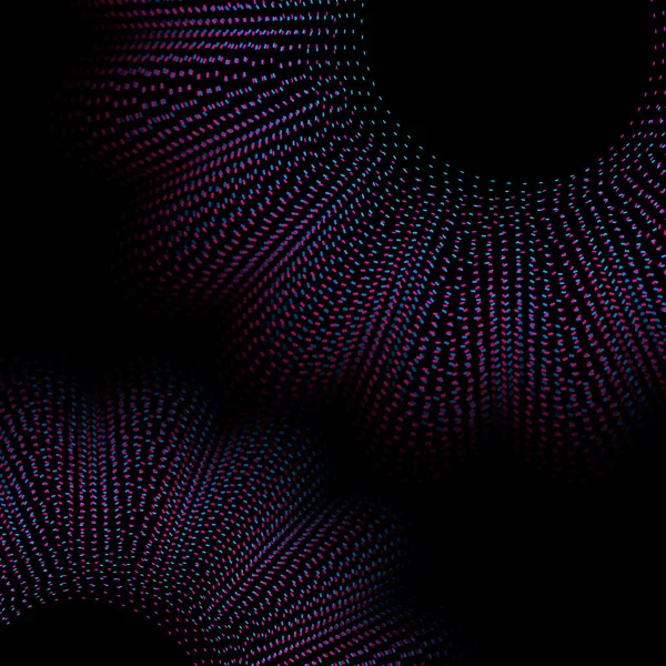 動的アイリング形状粒子青と黒の背景に紫の色 トレンディ抽象幾何学的背景 — ストックベクタ