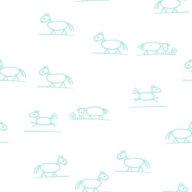 At sopası figürlerinin el çizimi, kusursuz desen basit çizim.