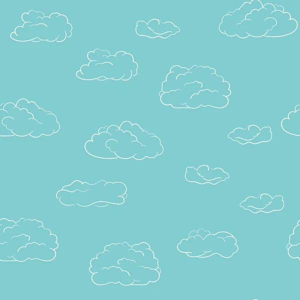 Nubes Sin Costura Patrón Vector Fondo Dibujado Mano Simple — Vector de stock