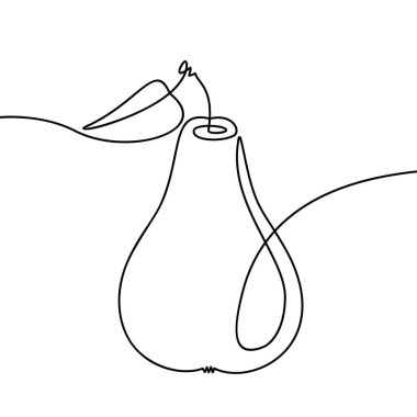 Armut aromalı sürekli çizgi çizimi, siyah ve beyaz vektör minimalist doğrusal çizim