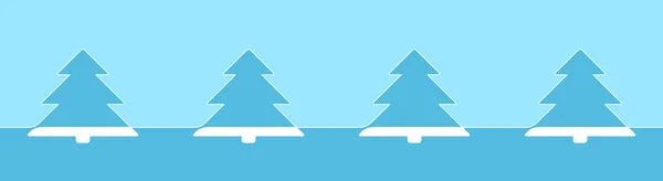 Decorative Seamless Christmas Tree Border Blue Vector Minimalistic Ornament Made — Stock Vector