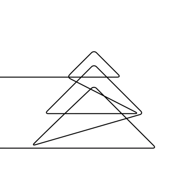 Kontinuerlig Linje Ritning Julgran Svart Och Vitt Vektor Minimalistisk Linjär — Stock vektor