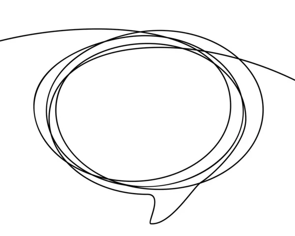 椭圆形语音气泡的连续直线绘制 单线的黑白矢量极小线性插画 — 图库矢量图片
