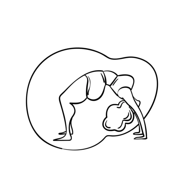 Storlek Yoga Kvinna Lady Med Lockigt Hår Hem Träning Kropp — Stock vektor