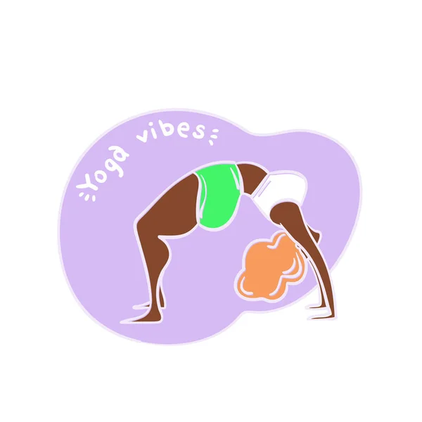 Afrikansk Amerikansk Yoga Kvinna Svart Dam Med Rött Lockigt Hår — Stock vektor