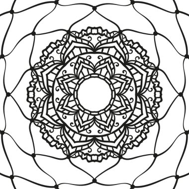 El çizimi mandala rüya yakalayıcı arka plan, yetişkin boyama kitabı için sayfa, Vektör illüstrasyonu