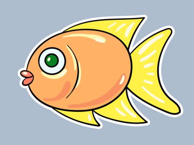 Altın balık çizgi filmi izole edilmiş Vektör çizimi