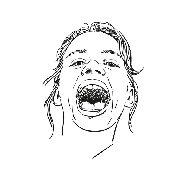 Sketsa Gadis Krim Latar Belakang Putih Konsep Emosi Orang Gambaran - Stok Vektor