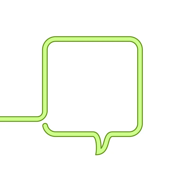 Square Speech Bubble Made One Continuous Green Line Vector Illustration — Stock Vector