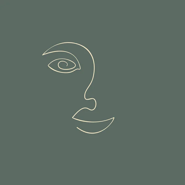 Femme Visage Abstrait Continue Dessin Ligne Portrait Style Minimaliste Illustration — Image vectorielle