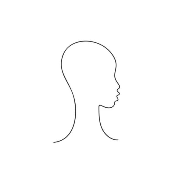 African Girl Profile Bald Head Continuous One Line Drawing Vector — 스톡 벡터