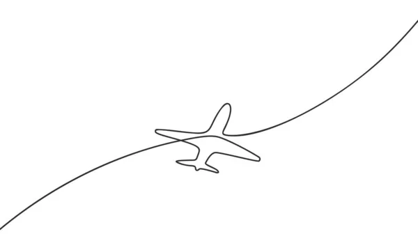 Avião Contínuo Uma Linha Desenho Minimalista Desenho Vetor Ilustração Feita —  Vetores de Stock