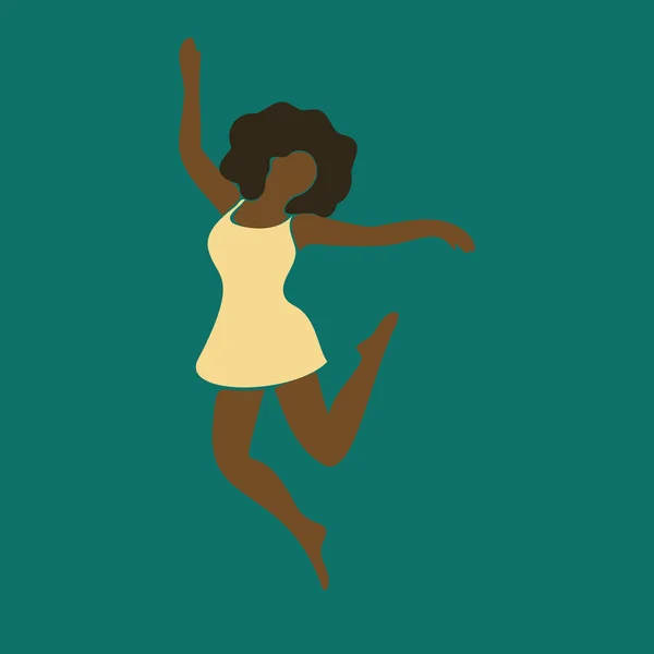 Retrato Mujer Abstracta Cuerpo Entero Saltando Afro Americana Chica Piel — Vector de stock