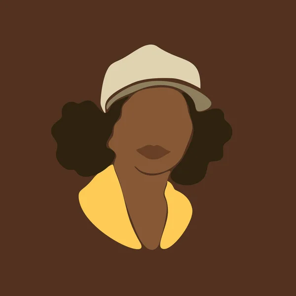 Abstraktní Africká Žena Portrét Čepici Afro Černá Kůže Dívka Kudrnatými — Stockový vektor