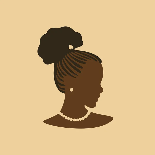 Junge Schönheit Afrikanisches Mädchengesicht Profil Mit Perlenschmuck Und Geflochtenen Haaren — Stockvektor