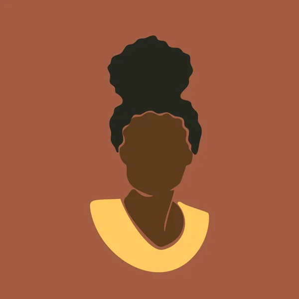 Abstraktes Afrikanisches Frauenporträt Mit Haaren Dutt Frisur Afro Schwarze Haut — Stockvektor