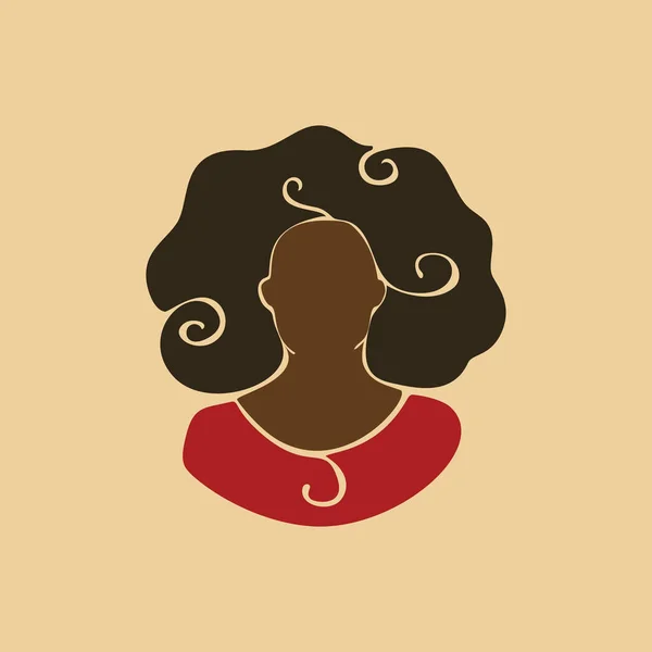 Abstraktes Afrikanisches Frauenporträt Mit Lockigem Haar Afro Schwarzes Mädchen Vektor — Stockvektor