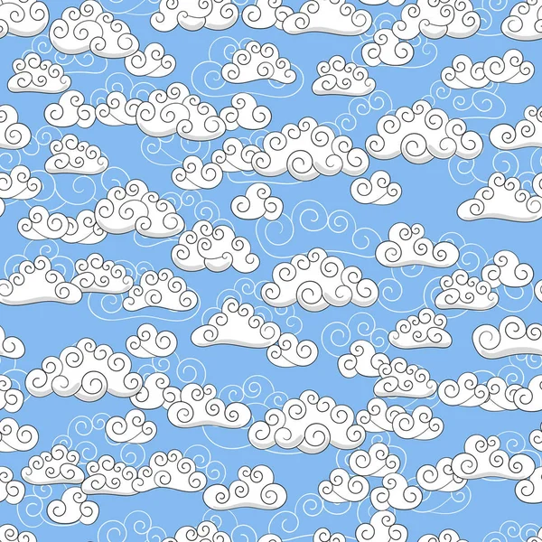 Patrón Vectorial Sin Costuras Con Nubes Simples Dibujadas Mano Estilo — Vector de stock