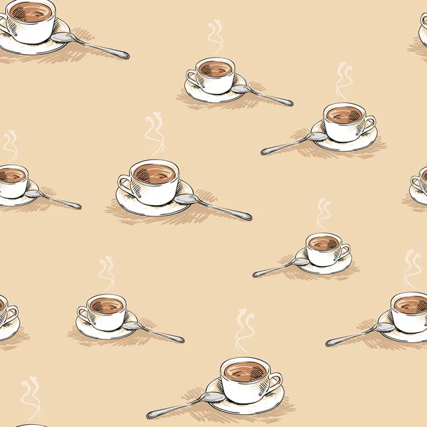 Бесшовный Векторный Рисунок Ручной Работы Чашки Кофе Доброе Утро Тема — стоковый вектор