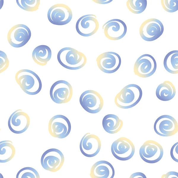 Patrón Sin Costuras Dibujado Mano Círculos Espirales Simples Lunares Gradiente — Vector de stock
