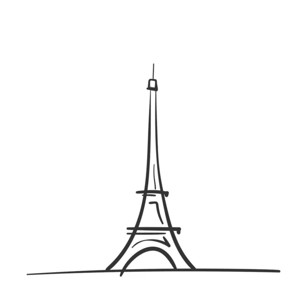 Eiffelturm Schnelle Freihandskizze Schwarz Weiß Grafik Vector Doodle — Stockvektor