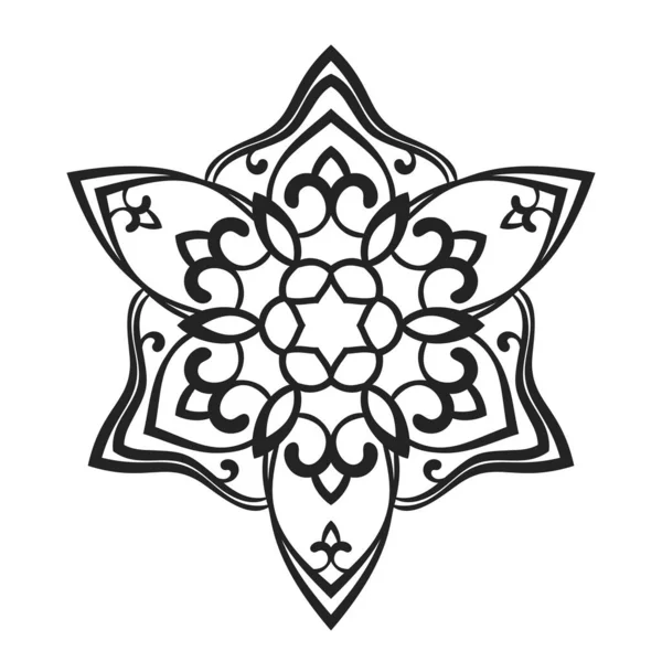Казахский Национальный Орнамент Изолированный Элемент Дизайна Татуировки Раскраска Печать Футболке — стоковый вектор