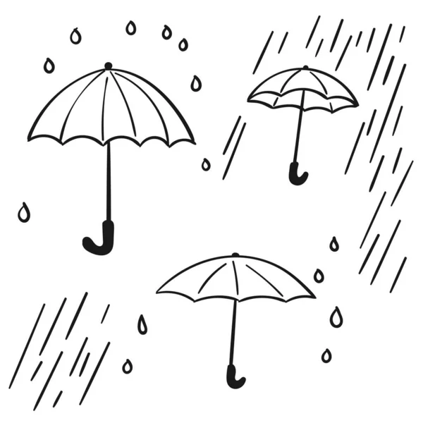 Caniche Parapluie Temps Pluvieux Isolé Sur Fond Blanc Illustration Vectorielle — Image vectorielle